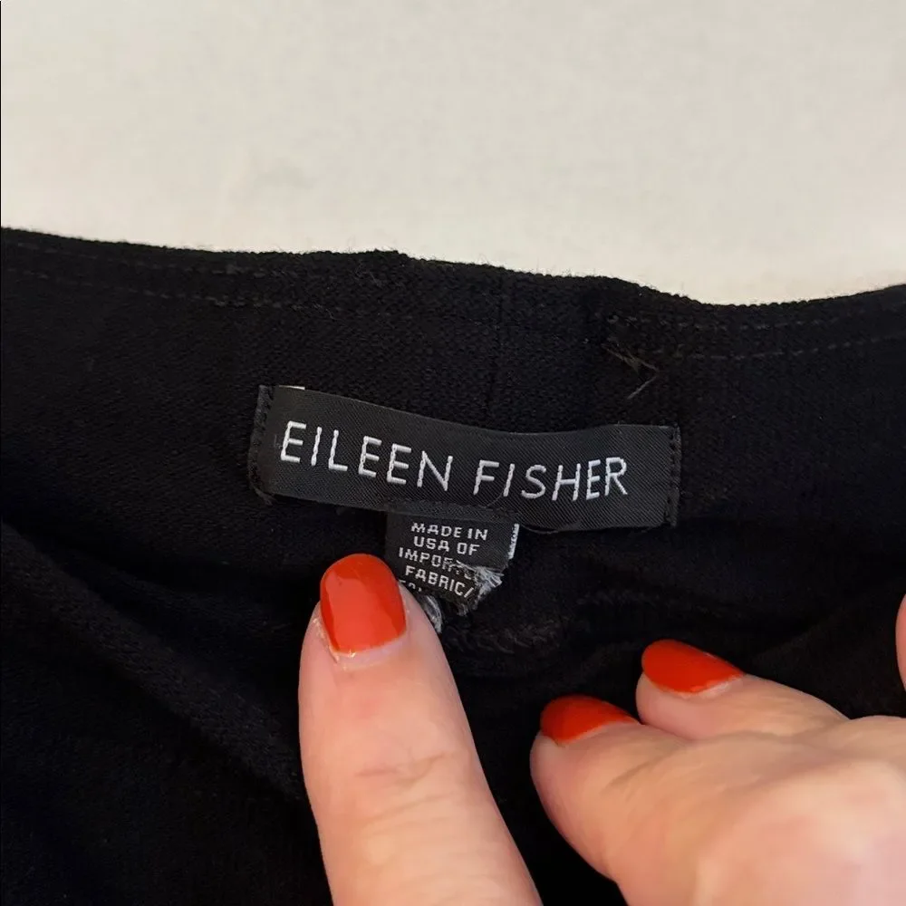 Eileen Fisher Classic Black stretch comfort office work casual pull on Pants SM